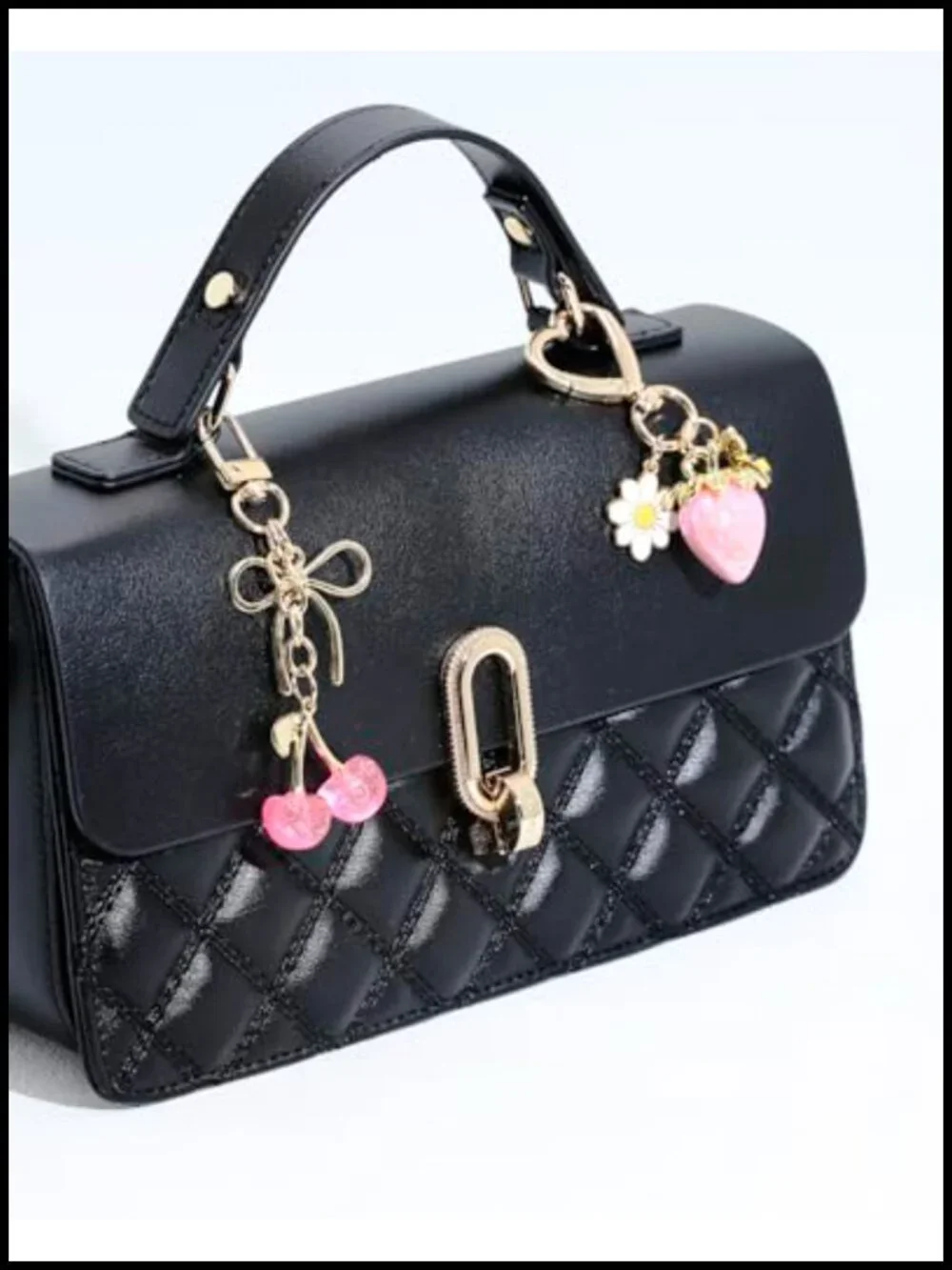 Cherry Strawberry Flower Balloon Dog Bag Charm Set Keychain Purse Accessories